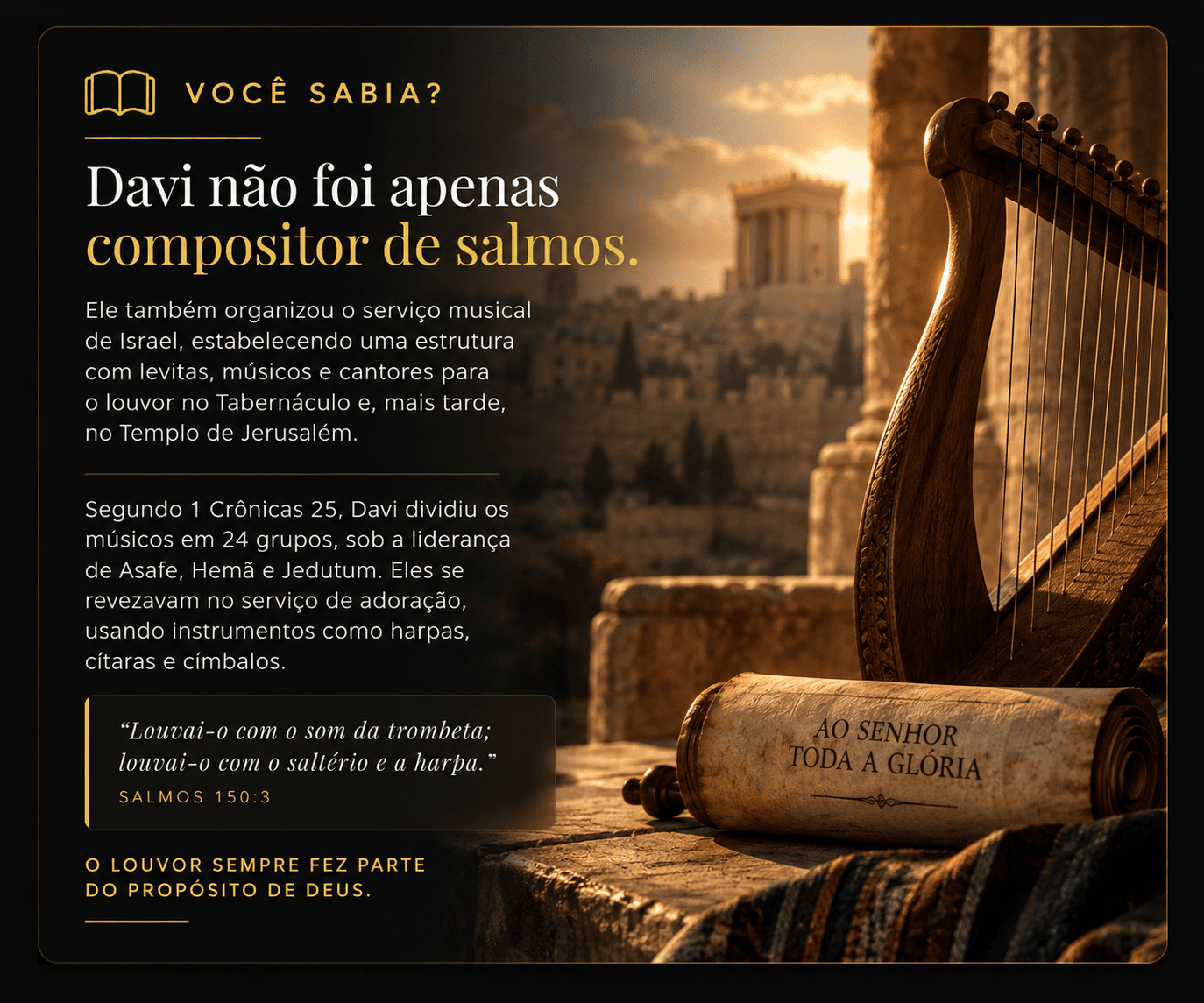 Curiosidade histórica sobre Davi e a organização do serviço musical de Israel