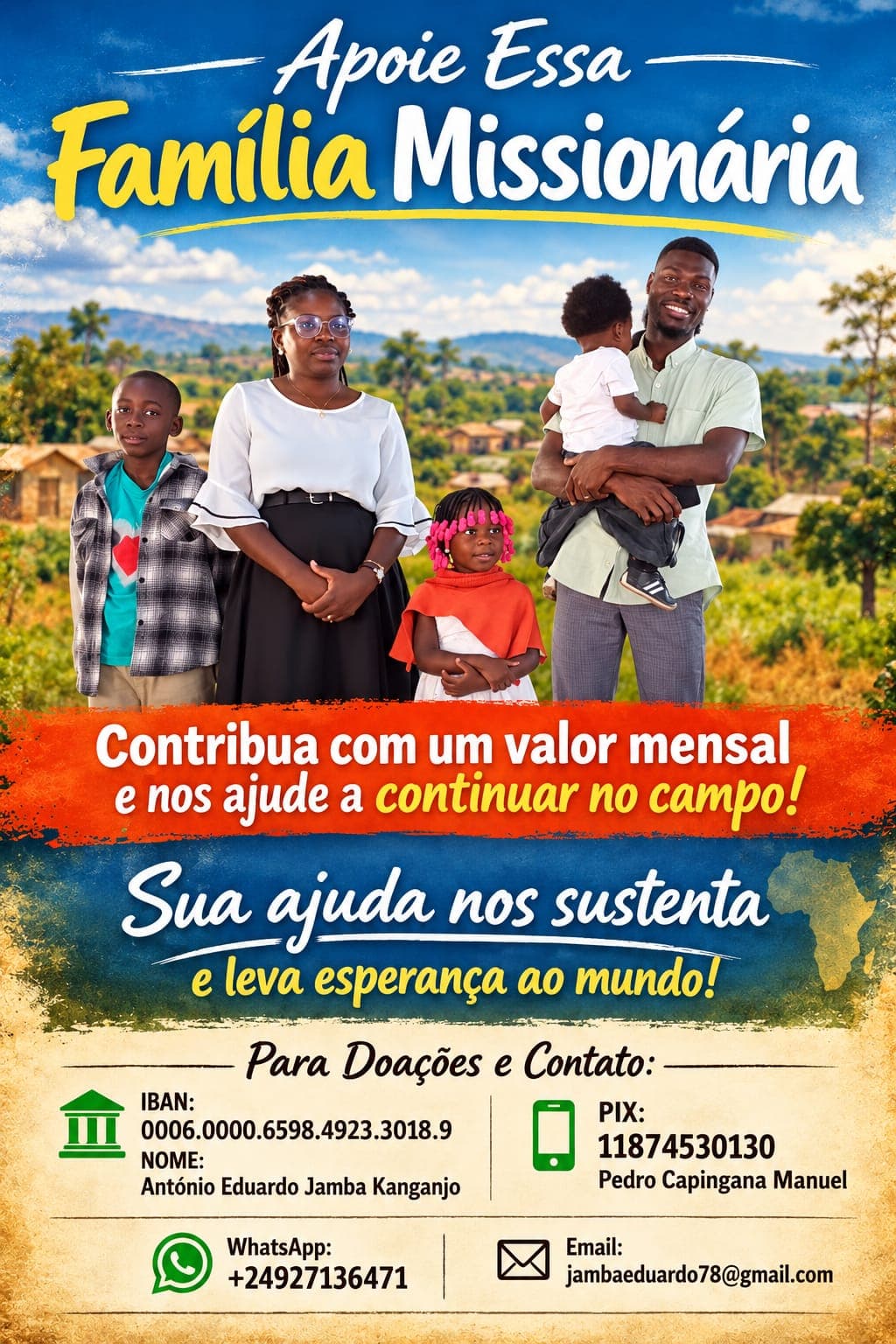 Flyer oficial de apoio e contribuição ao Projeto Caminina para Cristo
